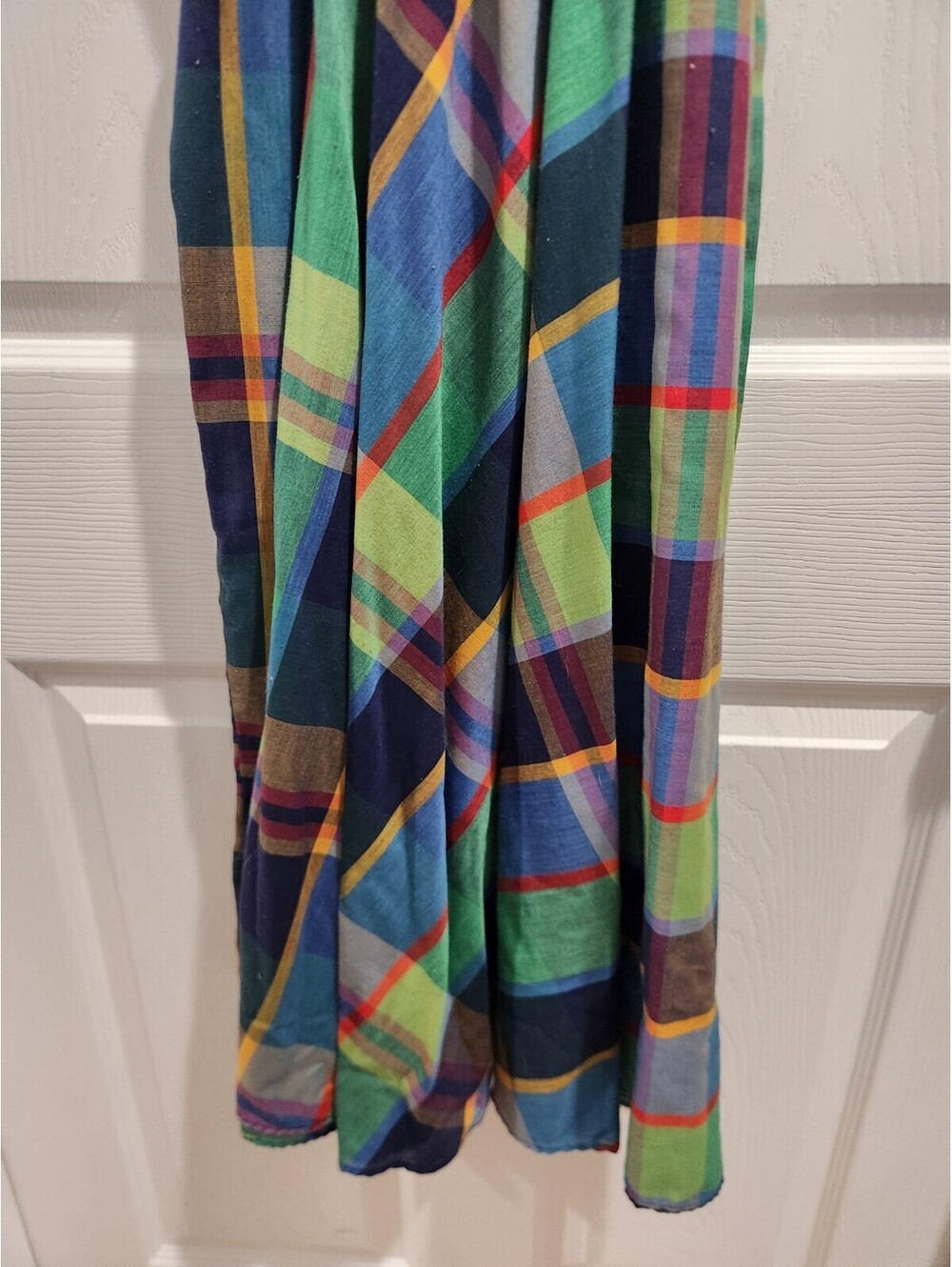 Vtg Hand Tailored Women’s S Plaid Square Neck Sleeveless A-Line Midi Dress - Picture 8 of 9